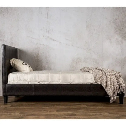 Gols Contemporary Brown Faux Leather Upholstered Platform Bed by Furniture of America