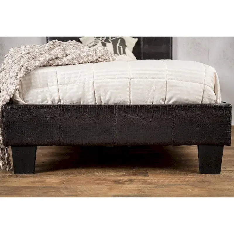 Gols Contemporary Brown Faux Leather Upholstered Platform Bed by Furniture of America