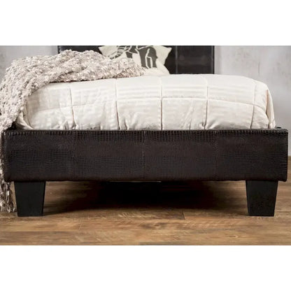 Gols Contemporary Brown Faux Leather Upholstered Platform Bed by Furniture of America