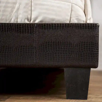 Gols Contemporary Brown Faux Leather Upholstered Platform Bed by Furniture of America