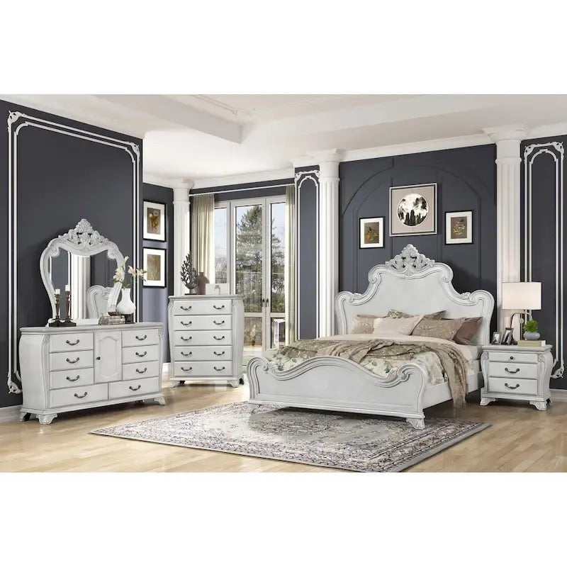 New Classic Furniture Nellison Mist Gray 4-Piece Bedroom Set with Nightstand