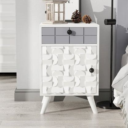 ComfyStyle 1 Door & Drawer Creative Modern Solid Wood Nightstand