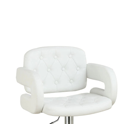 Adjustable Faux Leather Bar Stool with Armrests