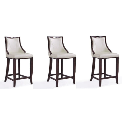 Manhattan Comfort Emperor 41 in. Walnut Beech Wood Bar Stool (Set of 3)