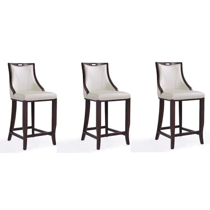 Manhattan Comfort Emperor 41 in. Walnut Beech Wood Bar Stool (Set of 3)