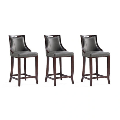 Manhattan Comfort Emperor 41 in. Walnut Beech Wood Bar Stool (Set of 3)
