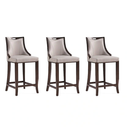 Manhattan Comfort Emperor 41 in. Walnut Beech Wood Bar Stool (Set of 3)