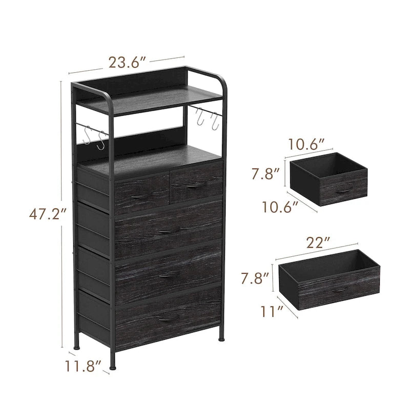 5 Drawers Dresser for Bedroom with Shelf
