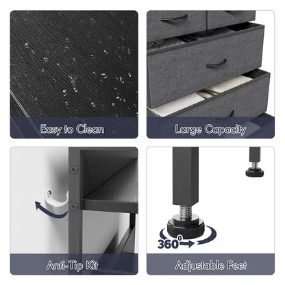 5 Drawers Dresser for Bedroom with Shelf