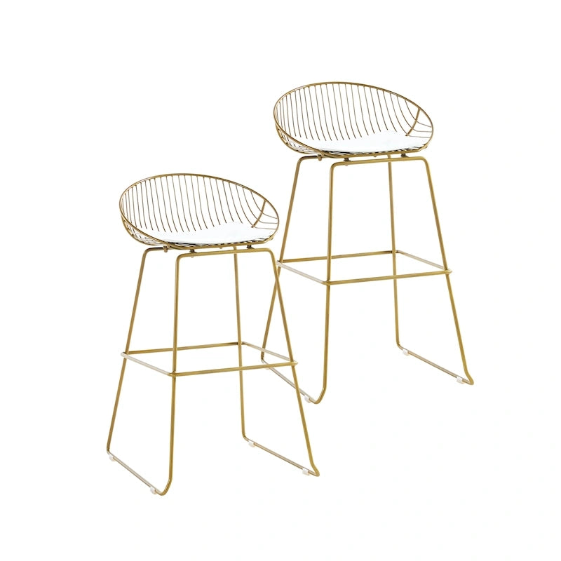 Porthos Home Aven Iron Wire Bar Stools with PU Leather Seat Pad, Set of 2