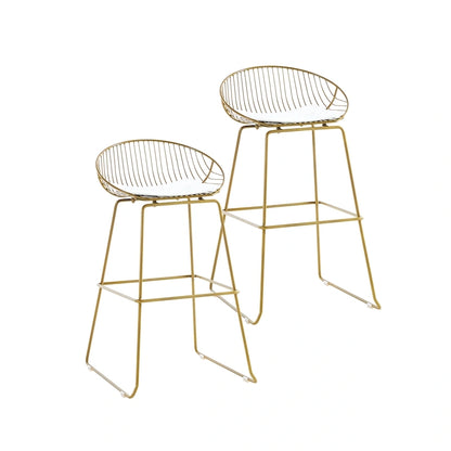 Porthos Home Aven Iron Wire Bar Stools with PU Leather Seat Pad, Set of 2