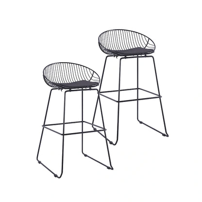 Porthos Home Aven Iron Wire Bar Stools with PU Leather Seat Pad, Set of 2