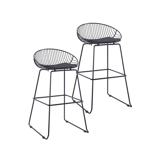 Porthos Home Aven Iron Wire Bar Stools with PU Leather Seat Pad, Set of 2