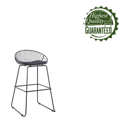 Porthos Home Aven Iron Wire Bar Stools with PU Leather Seat Pad, Set of 2