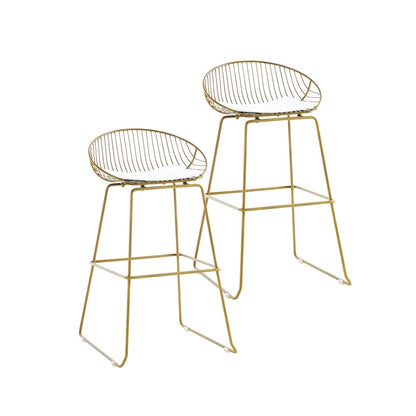 Porthos Home Aven Iron Wire Bar Stools with PU Leather Seat Pad, Set of 2