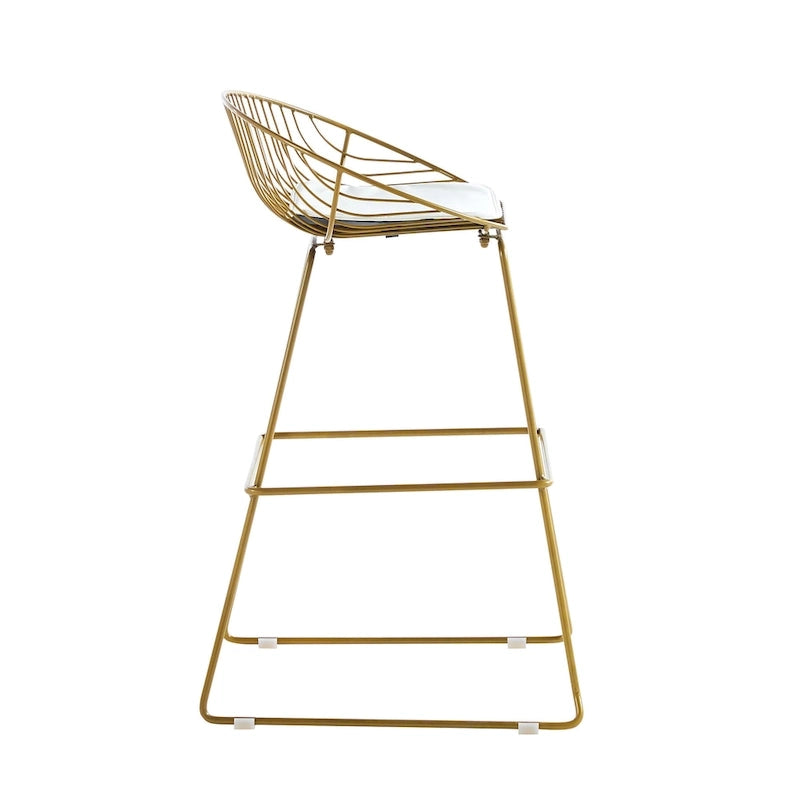 Porthos Home Aven Iron Wire Bar Stools with PU Leather Seat Pad, Set of 2