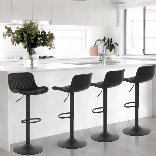 Faux Leather Adjustable Barstools Upholstered Counter Bar Pub Height Stools