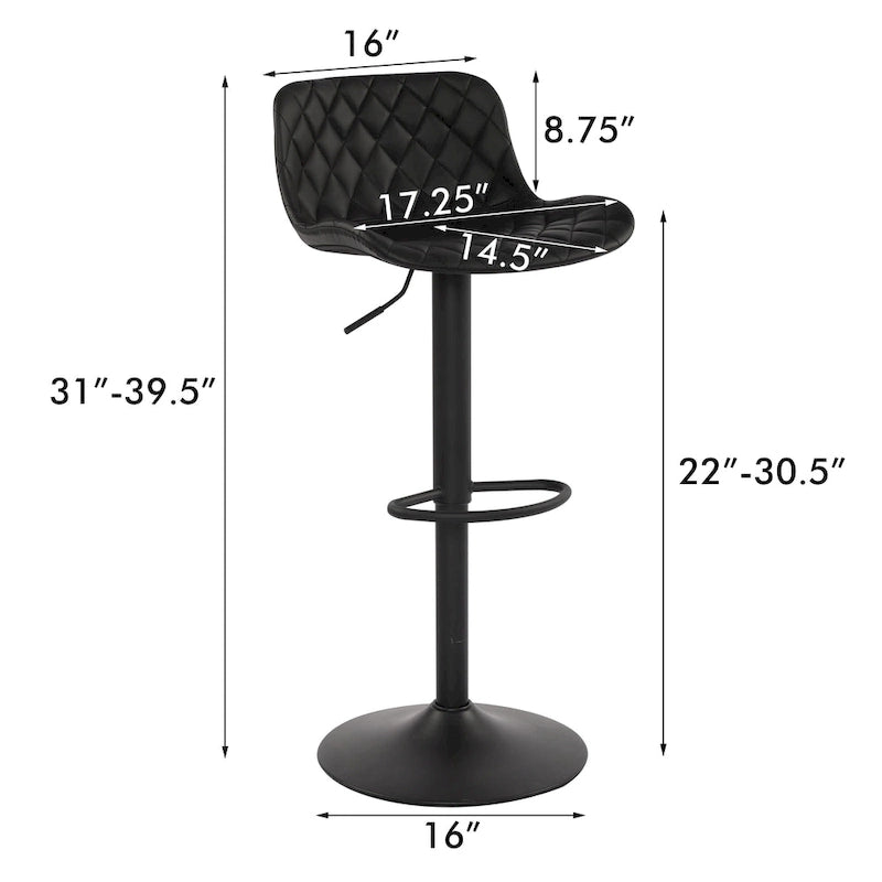 Faux Leather Adjustable Barstools Upholstered Counter Bar Pub Height Stools