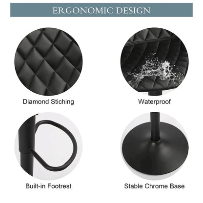 Faux Leather Adjustable Barstools Upholstered Counter Bar Pub Height Stools