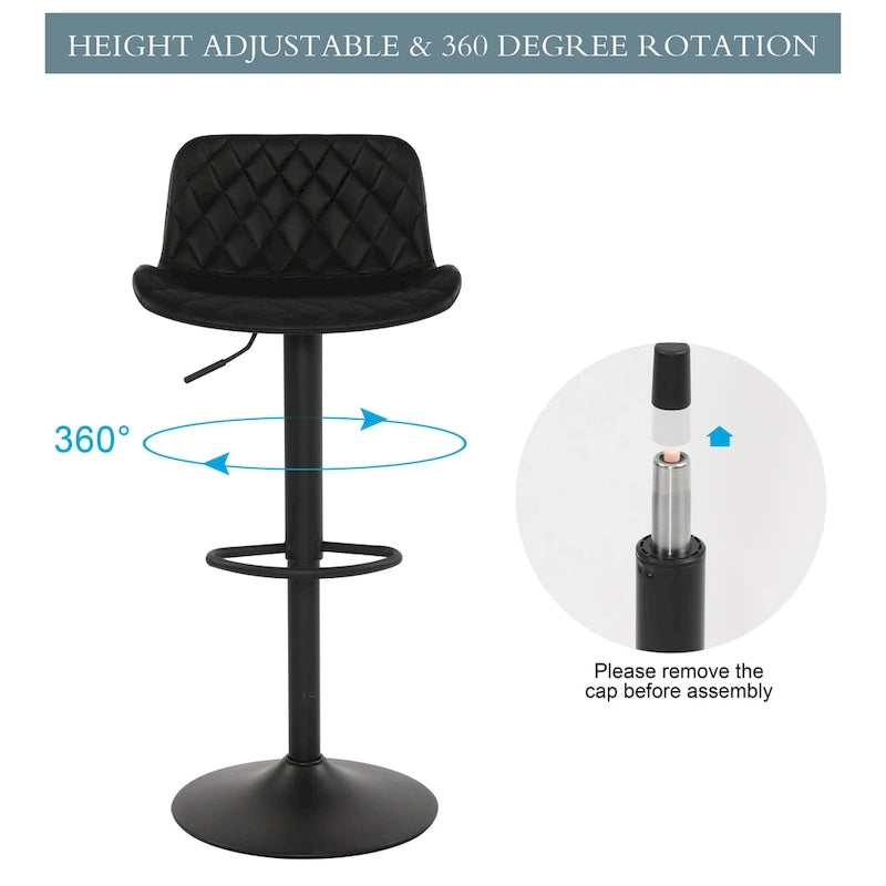 Faux Leather Adjustable Barstools Upholstered Counter Bar Pub Height Stools