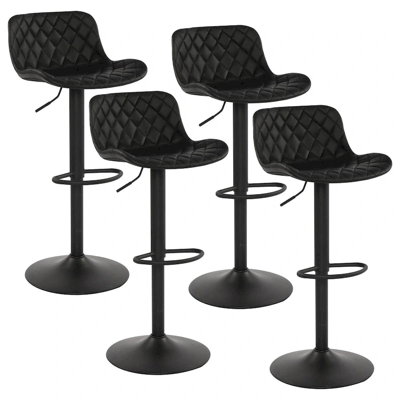 Faux Leather Adjustable Barstools Upholstered Counter Bar Pub Height Stools