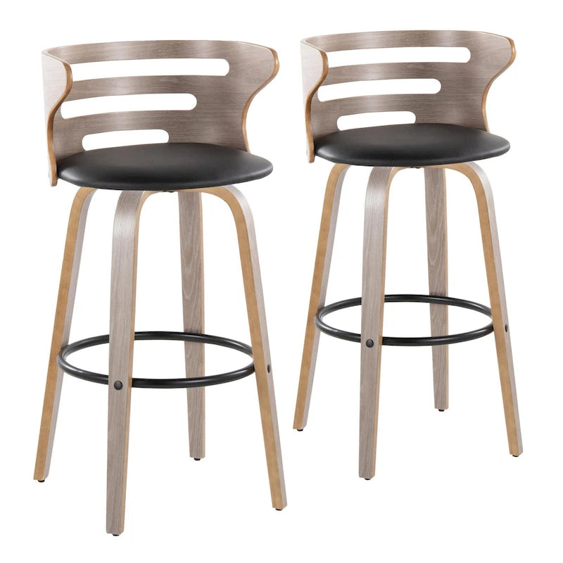 Carson Carrington Cranagh 30 Fixed-Height Bar Stool with Bent Wood Legs & Round Footrest (Set of 2)