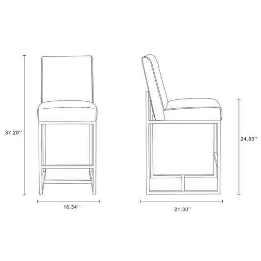 Manhattan Comfort Element 37.2 in. Chrome Stainless Steel Counter Height Bar Stool
