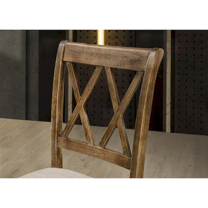 Roundhill Furniture Enna Morden Farmhouse Wood 5-Piece Trestle Dining Set, Brushed Driftwood Finish