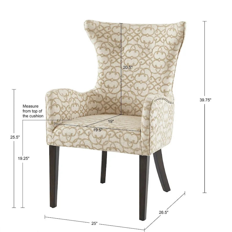 Madison Park Jenn Tan Arm Dining Chair (Set of 2) - 25w x 26.5d x 39.75h(2)