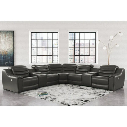 Signature Design by Ashley Center Line Dark Gray 7-Piece Power Reclining Sectional - 138.25W x 138.25D x 35H