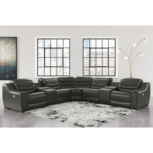 Signature Design by Ashley Center Line Dark Gray 7-Piece Power Reclining Sectional - 138.25W x 138.25D x 35H