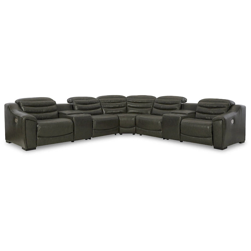 Signature Design by Ashley Center Line Dark Gray 7-Piece Power Reclining Sectional - 138.25W x 138.25D x 35H