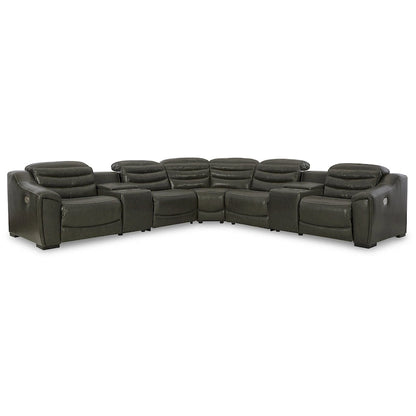 Signature Design by Ashley Center Line Dark Gray 7-Piece Power Reclining Sectional - 138.25W x 138.25D x 35H