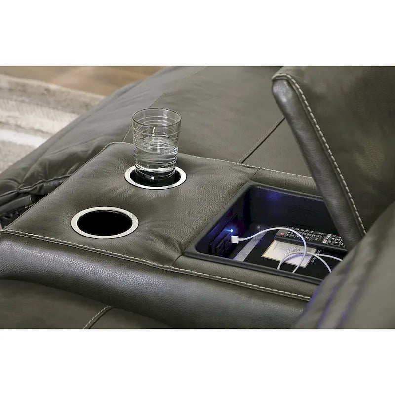 Signature Design by Ashley Center Line Dark Gray 7-Piece Power Reclining Sectional - 138.25W x 138.25D x 35H