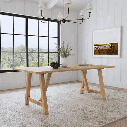 Trestle Brown Wood Dining Table - 82 x 30 x 38