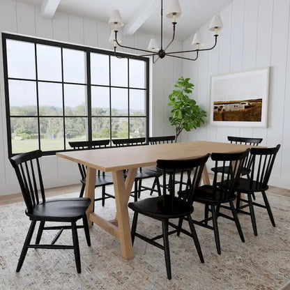 Trestle Brown Wood Dining Table - 82 x 30 x 38