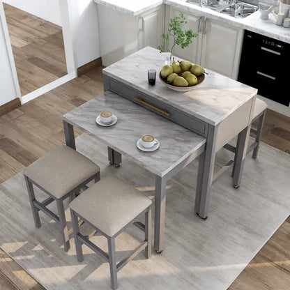 Delware Glam Grey Wood 5-Piece Barstool and Extendable Table Set for Small Space by Furniture of America