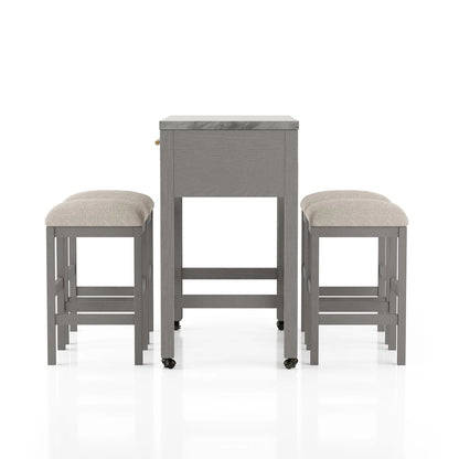 Delware Glam Grey Wood 5-Piece Barstool and Extendable Table Set for Small Space by Furniture of America