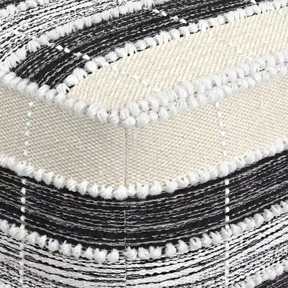 WYNDENHALL Highland Boho Square Pouf in White, Beige, Black Polystyrene Filling