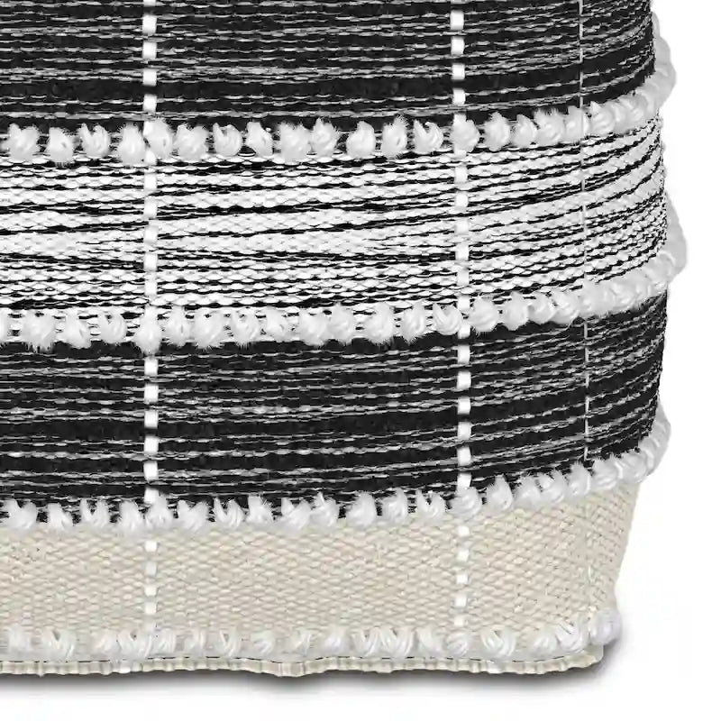 WYNDENHALL Highland Boho Square Pouf in White, Beige, Black Polystyrene Filling