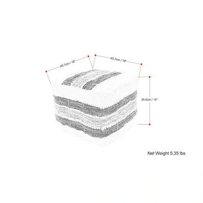 WYNDENHALL Highland Boho Square Pouf in White, Beige, Black Polystyrene Filling