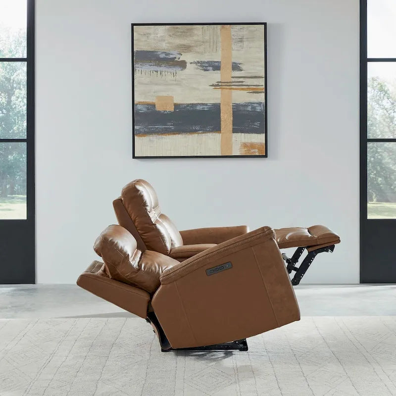 Cooper Leather Dual Power Reclining Loveseat with Console