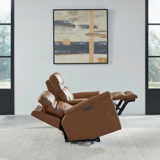 Cooper Leather Dual Power Reclining Loveseat with Console