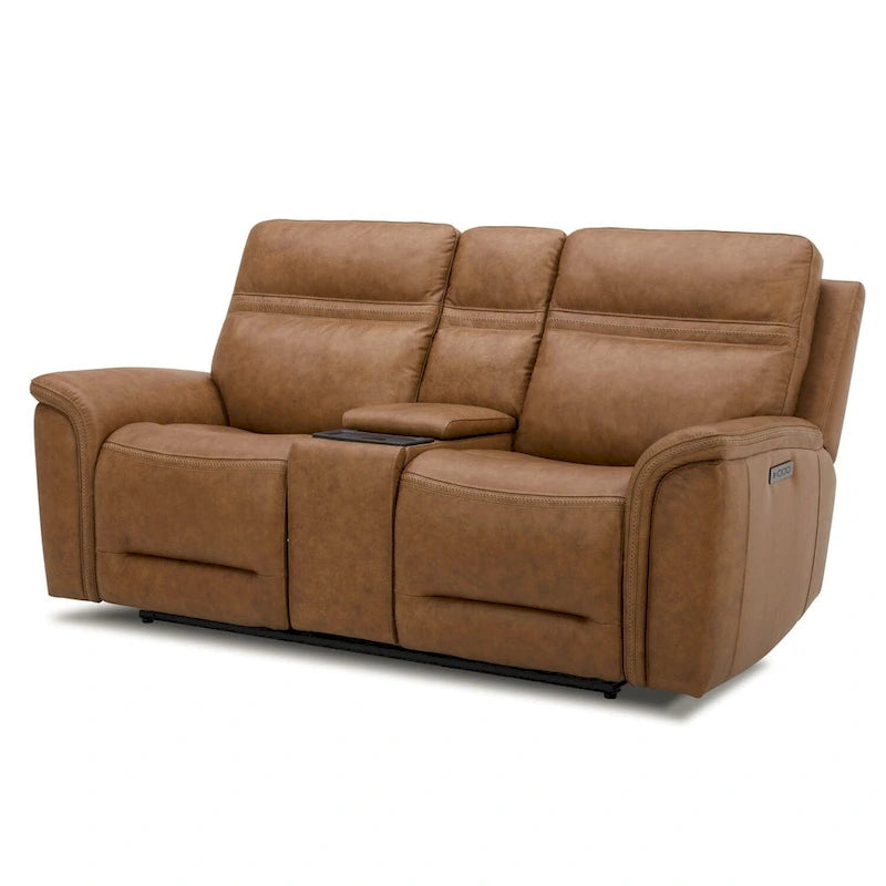 Cooper Leather Dual Power Reclining Loveseat with Console