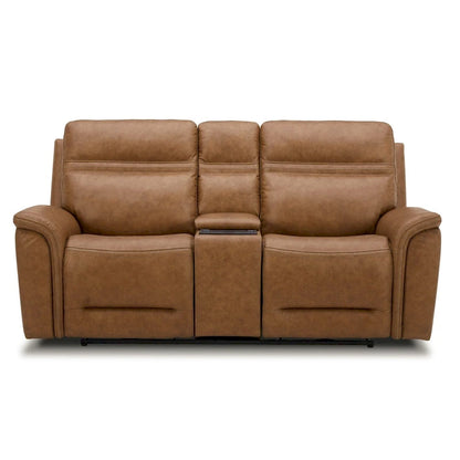 Cooper Leather Dual Power Reclining Loveseat with Console
