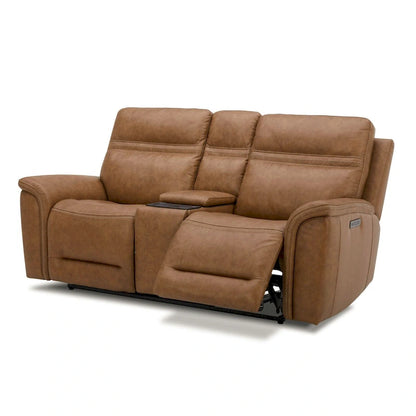 Cooper Leather Dual Power Reclining Loveseat with Console