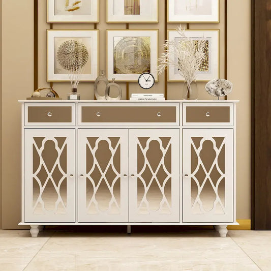 Timechee 55.1 Accent Storage Cabinet Mirror Sideboard Buffet Cabinet
