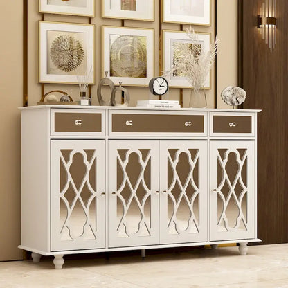 Timechee 55.1 Accent Storage Cabinet Mirror Sideboard Buffet Cabinet