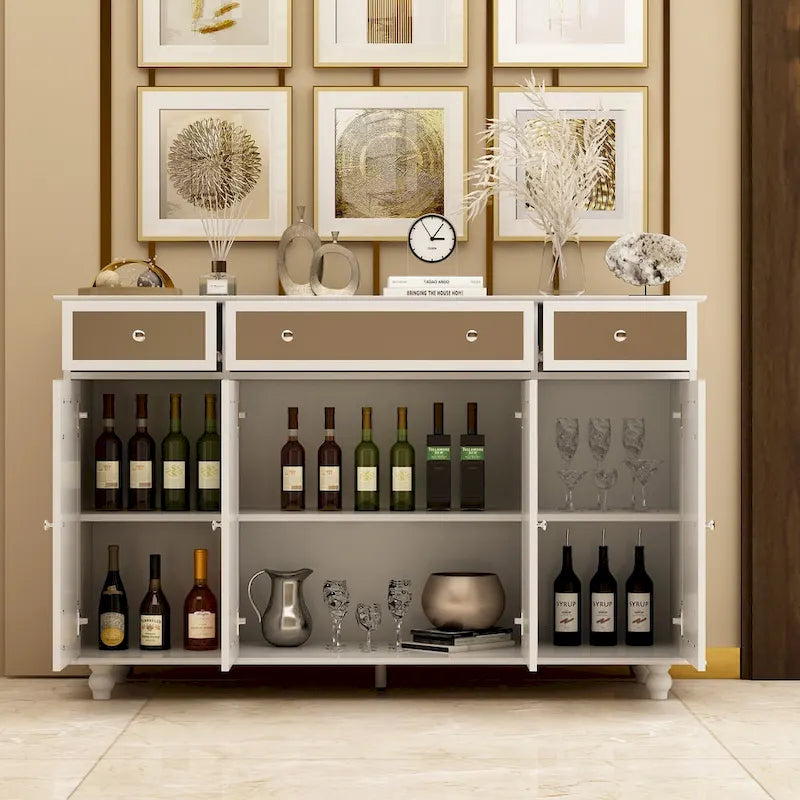 Timechee 55.1 Accent Storage Cabinet Mirror Sideboard Buffet Cabinet