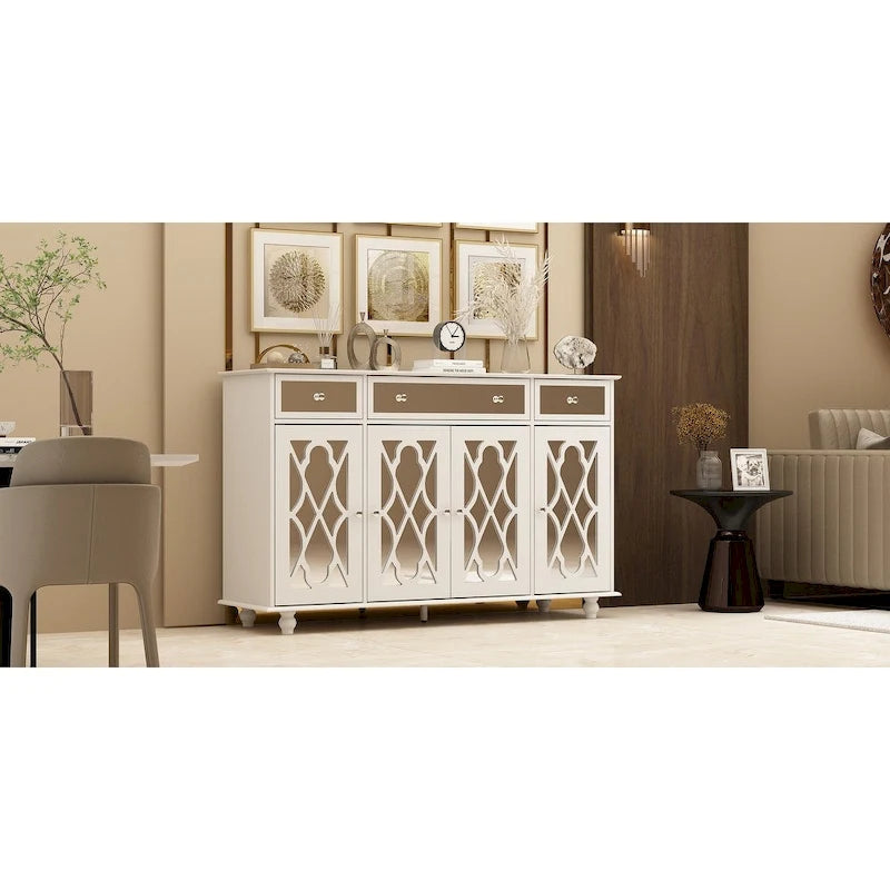 Timechee 55.1 Accent Storage Cabinet Mirror Sideboard Buffet Cabinet
